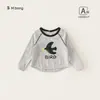 Ropa para niños Bangxuan nuevo conjunto de otoño para bebés niñas, top de punto con bloques de color y cuello redondo para bebé, camiseta de manga larga con tacto de algodón para niñas