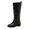 Comércio Exterior Transfronteiriço Primavera e Outono Retro Casual Europeu e Americano Botas de Cavaleiro Cano Alto Bico Fino Salto Grosso Tamanho Extra Grande Botas de Cano Alto