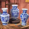 Porcelana Azul e Branca de Jingdezhen Envolvendo Zhilian Oito Tesouros Vaso de Cerâmica Decoração Ornamentos Sala de Estar Gabinete de TV Decoração de Cerâmica