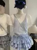 Camisola de punto hueco para mujer KEKEZOON, nuevo estilo de verano, camiseta holgada de manga corta, conjunto de dos piezas para superponer, 7625