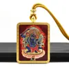 Pingente Colar Thangka de Cinnabar Dourado Pintado à Mão, Santo Padroeiro do Zodíaco Wuye, Vida Passada e Presente, Pingente Zakiram