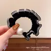 Diseño Simple Sentido Negro Satín Perla Ligadura para el Pelo Intestino Pequeño Alta Elasticidad Parte Posterior de la Cabeza Temperamento Viaje Diario Ligadura para el Pelo para Mujeres