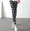 Novas Leggings Femininas de Seda de Leite Lixada Tamanho Grande Elásticas Estampadas Multicoloridas Calças Femininas com Cintura Elástica