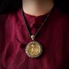 Colgante de Buda Amuleto de Buda Chapado en Oro de 24K Collar Vacío Xizang Puxian Manjushri Bodhisattva Cadena para Suéter