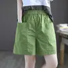 Shorts de Algodão de Alta Qualidade Perna Larga Feminino Novo Plus Size Cintura Alta Aparência Slim Verão Casual Solto Versátil Macacão de Cinco Pontos