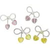 Pendientes de Lazo con Forma de Corazón Coloridos, Regalo para Mujeres, Diseño de Corbata Estilo Francés, Sencillos y de Alta Gama, Pendientes Pequeños, Venta al por Mayor