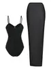 Traje de Baño para Mujer 2026 Estilo Europeo y Americano Enterizo Retro Comercio Exterior Ropa de Baño Kahk Bikini Conjunto de Dos Piezas
