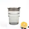 Copo de café de vidro de alto valor Copo com bico Copo feminino estilo ins feng shui Copo com tampa Copo criativo Copo de bambu popular na internet
