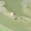 Aretes de Flor de Tornillo con Púa de Plata Pura S925, Estilo Pastoral, Frescos, Dulces, Suaves, Delicados, Aretes Pequeños, Venta al por Mayor