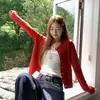 Nuevo Cárdigan de Punto para Mujer Otoño/Invierno 2026 Chaqueta Suéter de Punto Trenzado Amarillo Conjunto de Otoño Top