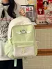 Mochila Fofa Estilo College Nova para Meninas, Bolsa Escolar Versátil e Simples Color-Blocking, Mochila Leve e Versátil para Mulheres