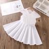 Vestido de Algodão Branco para Meninas Graffiti Tie-Dye Feito à Mão Saia Branca SECA Infantil Fina Saia com Fivela Antiga