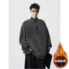 Sudadera con media cremallera de diseño deconstruido americano para hombre, talla grande, bonita chaqueta tipo jersey, marca de moda de invierno, ropa de hombre de alta gama