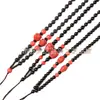 Cadena Larga para Suéter Tejida a Mano de Ágata Negra, Collar de Perlas de Jade Imitación, Cordón Estilo Étnico, Accesorio Versátil para Mujer