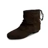 Botines cortos de moda estilo británico de 3 cm, nuevo modelo otoño e invierno 2026, puntera redonda, suela plana, con cordones, slip-on, botas de moda