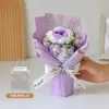 Buquê de Formatura de Rosas e Girassóis, Flor Puff de Crochê de Lã Finalizada, Presente para Namorada, Professor, Presente de Aniversário