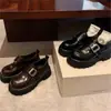 Zapatos de Cuero Genuino para Mujer Estilo Preppy de Mamá Uva Hebilla Cuadrada Slip-On Perezoso Plataforma Tacón Grueso Suela Gruesa Mocasines