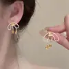 Restaurante Chino Jiang Yan Mismo Estilo Pendientes de Flor Estilo Vacaciones Largas Pendientes de Borla Pendientes de Gama Alta Pinzas de Oreja Bohemianas