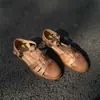 8123-108 Nuevas Sandalias Romanas Británicas Retro Tejidas de Verano Cómodas de Piel de Vacuno de Primera Capa Estilo Coreano Versátiles Casuales para Mujer