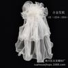 Velo de Novia Vestido de Boda Corto Sencillo de Dos Capas Multicapa Rizado Liso Hilo Simple Tendencia de Internet Hada para Mujer Lazo Grande
