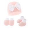 Gorro neonatal para feto, gorro, guantes antiarañazos, calcetines para pies, gorro de bebé, juego de tres piezas