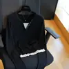 Elegante Blusa de Tricô Manga Longa Falsa Duas Peças com Gola Henry para Mulheres, Camada Base para o Início do Outono 26 Nova H081305