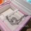 Brillantes Pendientes de Uva Esmeralda Manzana Diseñador Chapado en Oro de 18K Zirconia Puntiaguda Conjunto de Collar y Pulsera de Amor
