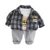 Conjunto de Ropa de Otoño para Niños, Ropa Elegante para Bebés para Primavera y Otoño, Conjunto de Tres Piezas a Cuadros con Placa de Etiqueta para Niños, Conjunto de Moda