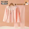 Nuevo conjunto de pijama de algodón puro para niñas con dibujos animados para el otoño, ropa interior para niños, tops y pantalones de otoño, conjunto de ropa interior para bebés niños