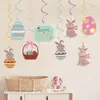 Nuevo Set de Decoración para Fiesta de Pascua: Guirnalda de Conejos y Huevos, Pancarta Espiral de Fondo de Pascua y Decoraciones Colgantes