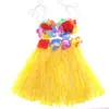 Falda de Hierba para Fiesta y Baile de 30 cm para Niños y Adultos, Disfraz Hawaiano en Colores Macarrón, Esencial para Actuaciones, con Borlas de Colores