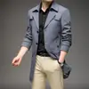 Casaco Trench Coat Masculino Outono/Inverno Plus Size M-8XL Transfronteiriço, Comprimento Médio, Gola de Terno, Estilo Britânico, Acolchoado e Espessado