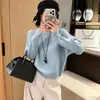 Suéter de punto trenzado a la moda de un solo hombro estilo perezoso para mujer, nuevo de otoño, holgado, adelgazante, versátil, con temperamento, top elegante