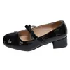 Sapatos Mary Jane estilo francês retrô com bico quadrado, salto grosso e laço para mulheres, novo modelo primavera e outono 2026, sapatos de tira rasa de calçar