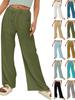 Pantalones Casuales de Moda para Mujer 2024 Amazon Más Vendidos de Algodón y Lino con Múltiples Bolsillos y Hebilla de Uña