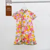 Ropa para Niños 2025 Verano Nuevo Vintage Floral Cheongsam Infantil Estilo Étnico Vestido para Niñas Bebé Hanfu Al por Mayor