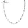 Explosiones transfronterizas en estilo de costura cadena hueca cara sonriente redonda marca collar cadena de suéter de acero inoxidable 304 para mujer joyería