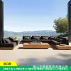 Sofá de Madera Maciza para Exteriores Villa Patio Jardín Hotel Solario Combinación de Sofá de Teca para Exteriores Mesa de Café