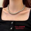 Collar de perlas de vidrio cortas blanco gris polvo negro de 4/6/8/10/12 mm para mujer, venta al por mayor de fábrica HJ-9