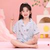 Pijama Infantil de Verão Fino Algodão Bolha Manga Curta Shorts Desenho Animado Casual Solto Roupa de Casa Comércio Exterior Transfronteiriço