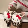 Pantufas fofas estilo gatinho, doces e populares para mulheres, nova coleção outono/inverno 2026, adequadas para uso externo, design de meia-pantufa, com sola grossa, quentes e feitas de algodão