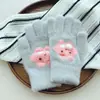 Guantes Infantiles para Edades de 8 a 12 Años, Guantes de Invierno Cálidos Tejidos para Estudiantes de Primaria Niños y Niñas, Lindos con Forro de Felpa para Prevenir el Frío, Líneas de Dedos de Dibujos Animados