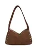 Bolso de Hombro Vintage con Remaches Color Marrón Maillard para Mujer, Nuevo Bolso Versátil Otoño/Invierno 2026, Bolso tipo Almohada para el Trabajo