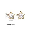 Joyería de Acero Inoxidable Yuewei Pendientes Metálicos Estéreo de Estrella de Cuatro Puntas Retro Pendientes Exquisitos y Sencillos Joyería para Orejas Calada