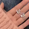 Pendientes de Zirconia Rosa con Lazo, Estilo Lujo Ligero y de Gama Alta, para Mujer, Nicho, Sencillos y Exquisitos, Nuevos Pendientes de Moda 2023