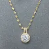 Collar Cruzado Seiko de Zirconia de 1 Quilate Totalmente Diamantado Estilo Princesa Redondo Moda Elegante Combinación Perfecta Cadena Clavicular Elegante de Lujo Ligero