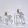 Direto da fábrica garrafa retangular preta para perfume garrafa transparente tampa de rosca quadrada plana garrafa vazia para perfume