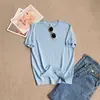 Elegante Blusa de Manga Curta com Estilo de Luxo Leve, Nova Textura, Toque Fashion e Suave, Camisa de Meia-Manga com Gola Redonda, Malha Simples, Versátil