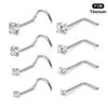 Piercing de Nariz de Liga de Titânio F136 Transfronteiriço com Zircônia, Haste Reta, Haste em L, Haste em S, Joia de Nariz Personalizada, Piercing de Nariz em Forma de 7, Piercing de Nariz em Forma de 5