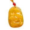 Pingente de Jade Amarelo Dragão Natural Anjo da Guarda dos Doze Signos do Zodíaco Presente Colar com Pingente de Jade Amarelo para Homens e Mulheres